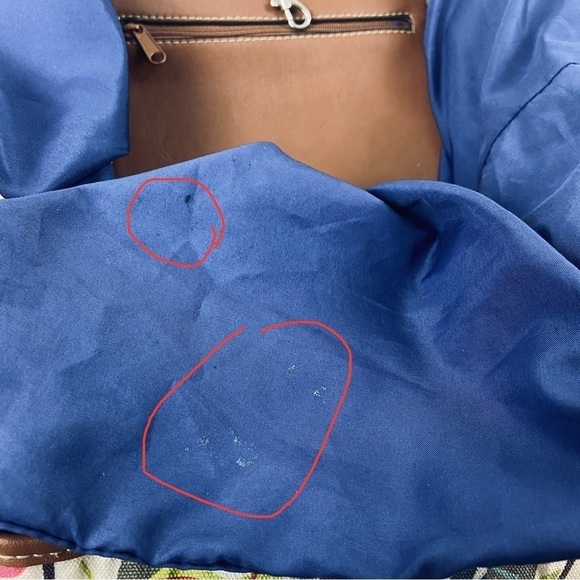 Lily Bloom Tote Shoulder Bag Large Cotton Canvas Floral Footed Vegan Leather - Picture 13 of 14